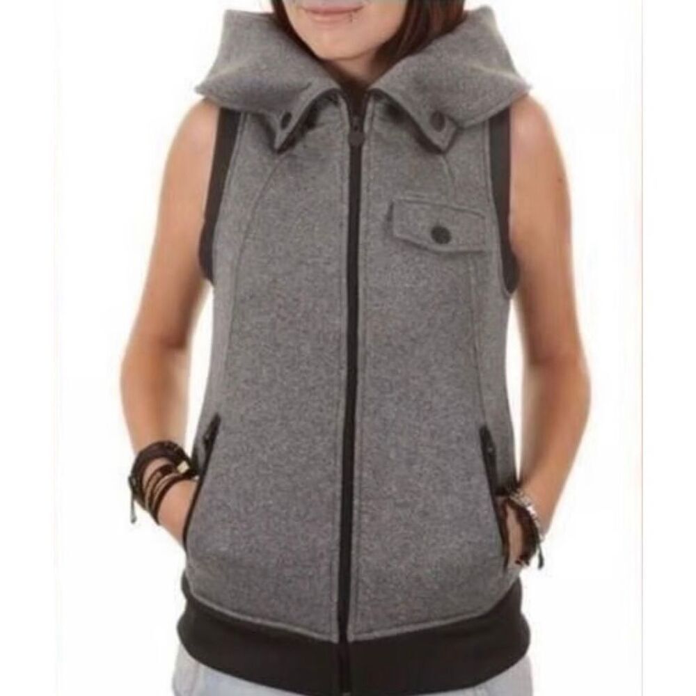 Burton Dry Ride Gray Full ZIp Up Hooded Snowboarding Winter Vest Women's XS